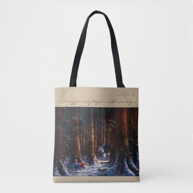 Journey begins - fantasy forest landscape art tote bag (Front)