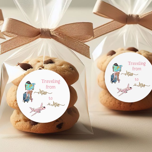Journey Bridal Shower Travelling From Miss to Mrs  Classic Round Sticker (Creator Uploaded)