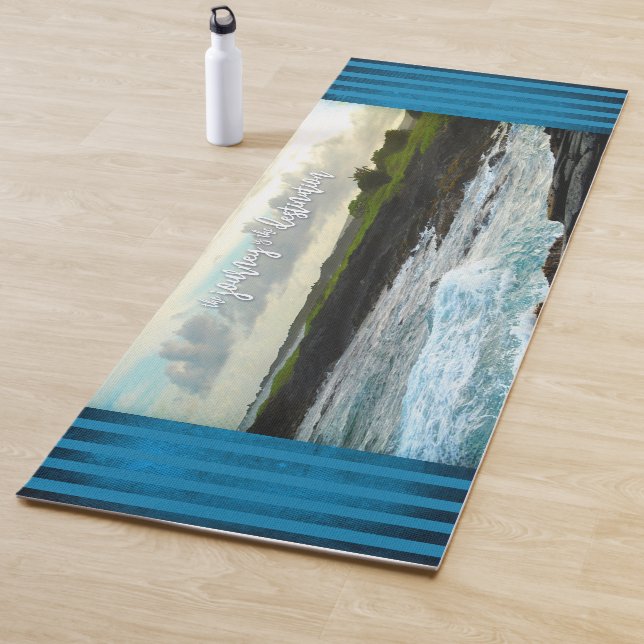 “Journey is the Destination” Hawaii Beach Photo Yoga Mat (In Situ)