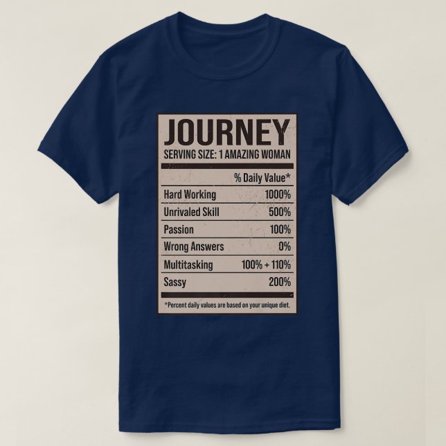Journey Nutrition Facts Name Nickname Alias Title  T-Shirt (Design Front)