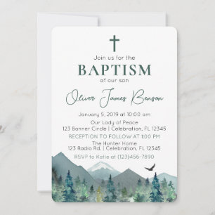 Journey of Faith: A Green Mountain Boy Baptism Invitation