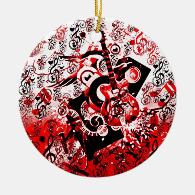Journey of Music-Red_ Ceramic Tree Decoration (Front)
