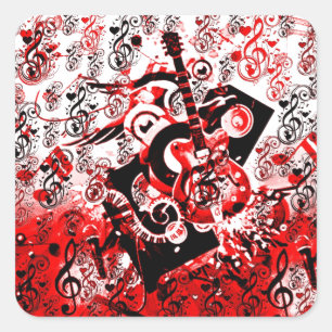 Journey of Music-Red_ Square Sticker
