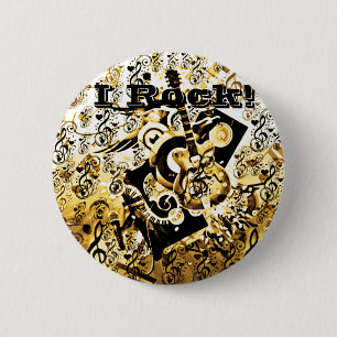 Journey Of Music,Rocks Gold_ 6 Cm Round Badge