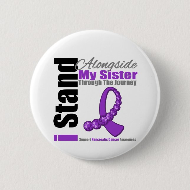 Journey Ribbon For Pancreatic Cancer (Sister) 6 Cm Round Badge (Front)