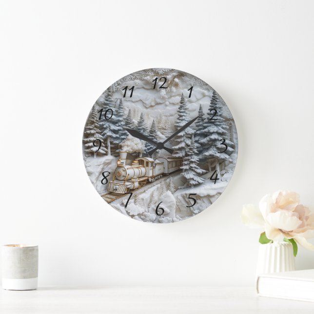Journey through a winter wonderland.  large clock (Home)