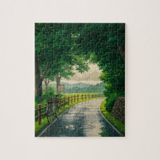 Journey through Green Paths-Cycling Scenery Puzzle