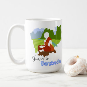 Journey to Cambodia Map with Monk Coffee Mug