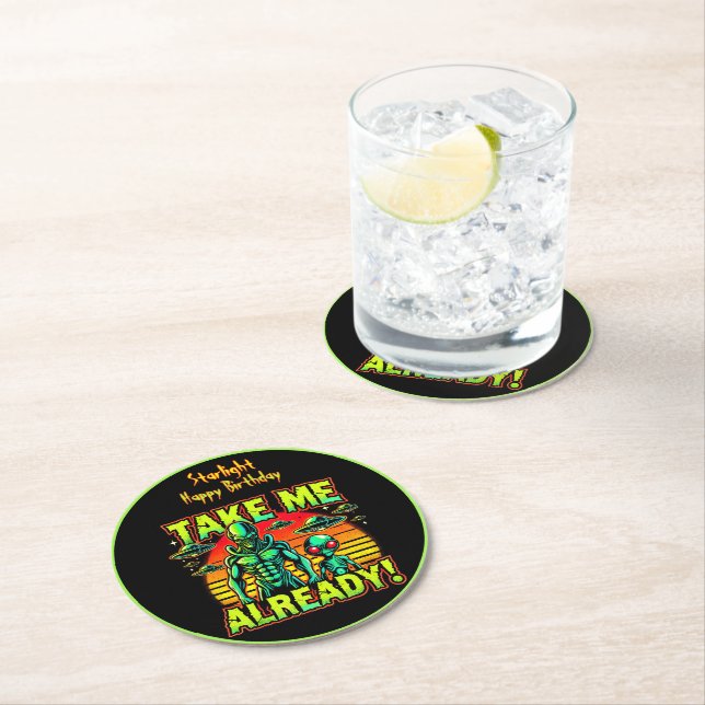 Journey to Extraterrestrial Realms Now! Round Paper Coaster (Insitu)