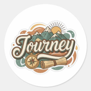 Journey to mountains & adventure typography classic round sticker