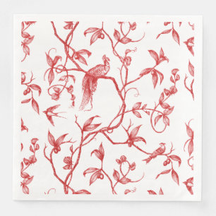 Journey to the Chateau Peacock Red Napkin