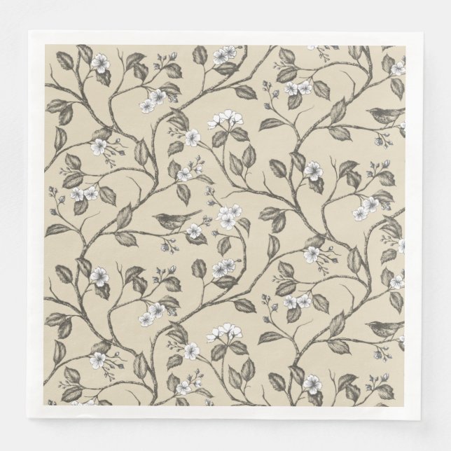 Journey to the Chateau Warbler Beige Napkin (Front)