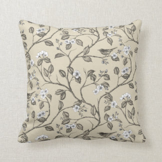Journey to the Chateau Warbler Beige Throw Pillow