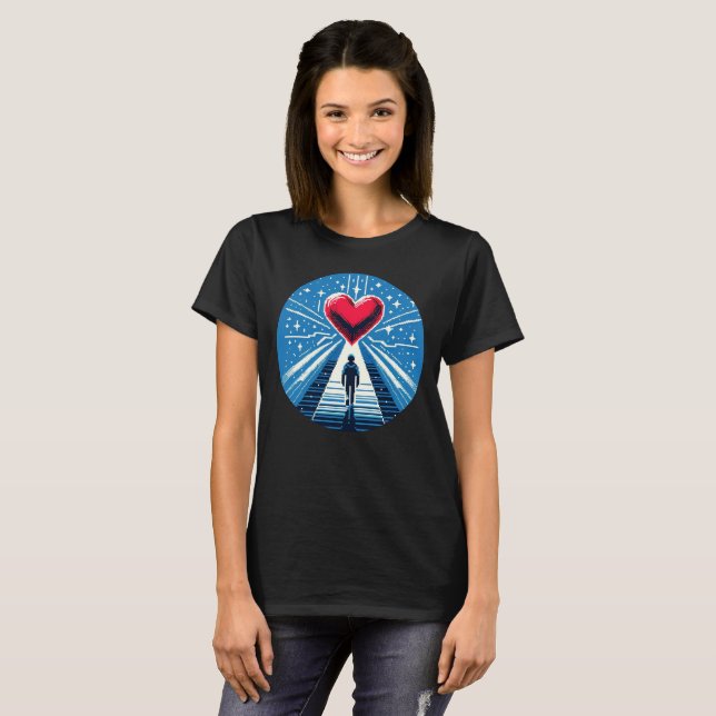 Journey to the Heart - Emotional Pixel Art Design T-Shirt (Front Full)
