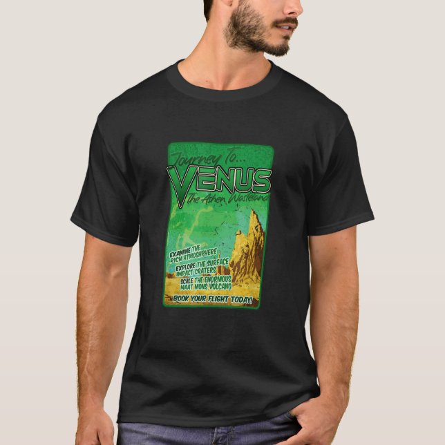 Journey to Venus Retro  Space Planet T-Shirt (Front)