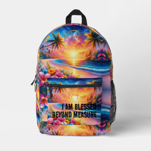 Journey with Grace: I Am Blessed Travel Backpack" Printed Backpack