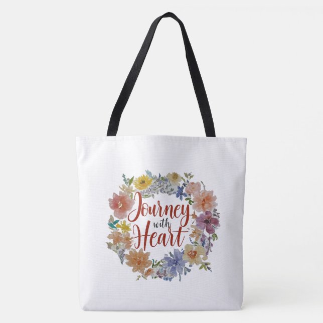 Journey with Heart – Large Shoulder Tote Bag (Front)