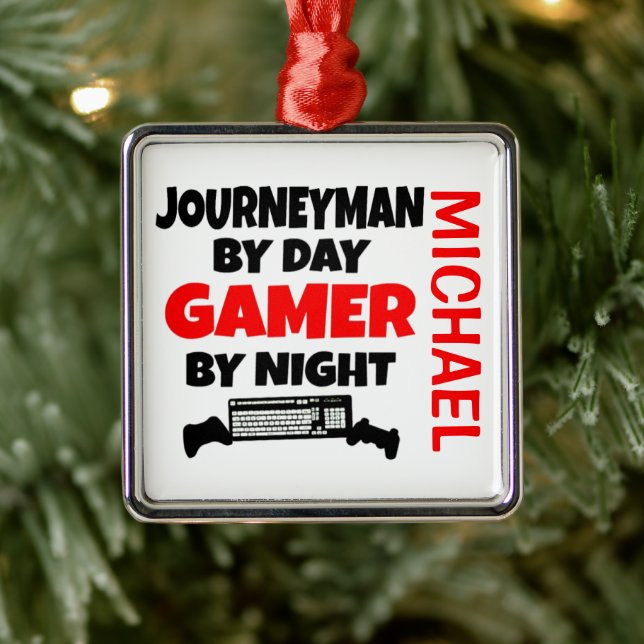 Journeyman Loves Playing Video Games Metal Tree Decoration (Tree)