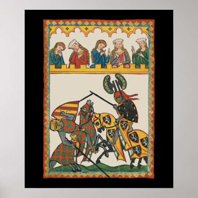 Jousting Knights At A Tournament Poster (Front)