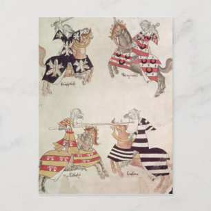 Jousting Knights, from Sir Thomas Holmes' Book Postcard