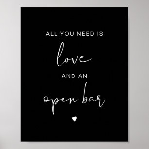 JOVI Black All You Need is Love and Open Bar Poster