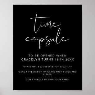 Jovi Black Edgy Baby Shower Time Capsule Sign