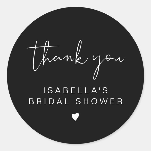 JOVI Black Edgy Bridal Shower Thank You Classic Round Sticker (Front)