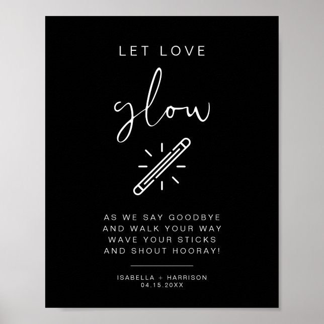 JOVI Black Edgy Let Love Glow Wedding Sign (Front)