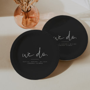 JOVI Black Edgy Modern Minimalist Wedding We Do Paper Plate