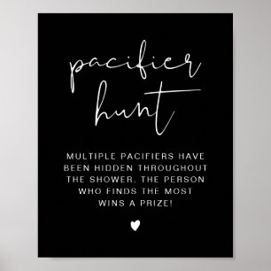 JOVI Black Edgy Pacifier Hunt Baby Shower Game Po Poster
