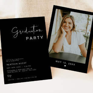 JOVI Black Modern Edgy Graduation Party Invitation