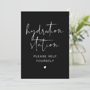 JOVI Black Modern Minimal Hydration Station Sign Invitation