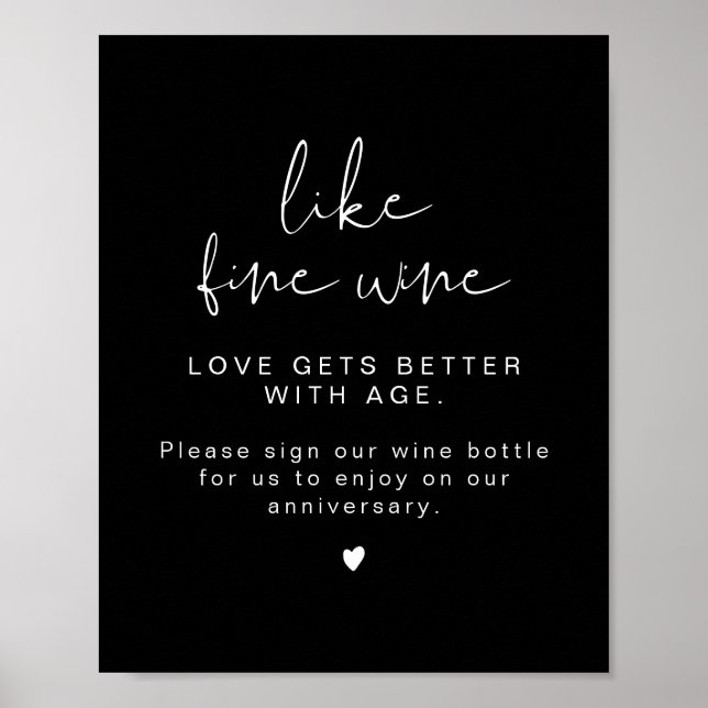 JOVI Black Modern Wine Wedding Guestbook Sign (Front)