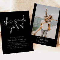 JOVI Black She Said Yes Modern Bridal Shower Invit