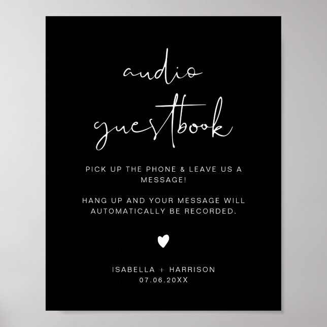 JOVI Edgy Black Audio Guestbook Wedding Sign  (Front)