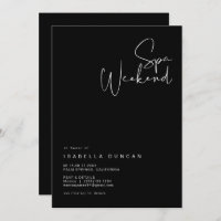 JOVI Edgy Black Bachelorette Spa Day Invitation