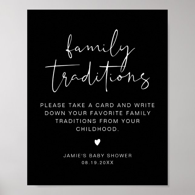 JOVI Edgy Black Family Traditions Baby Shower  Poster (Front)