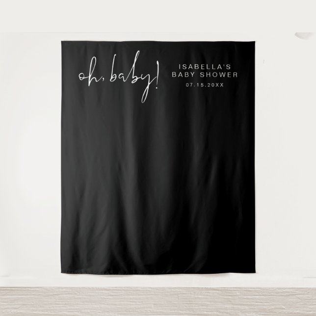 JOVI Edgy Black Modern Baby Shower Photo Tapestry (Front)