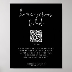 JOVI Edgy Black Modern Honeymoon Fund Wedding Sign
