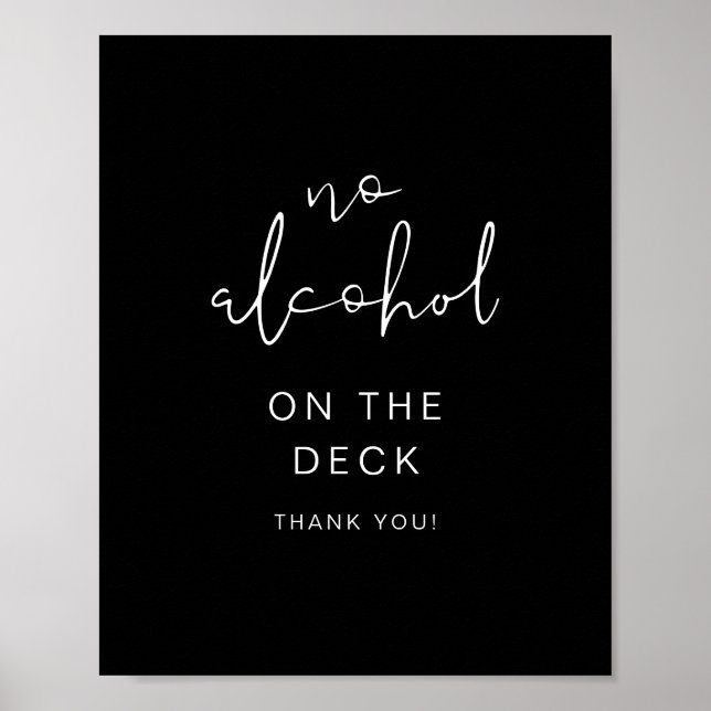 JOVI Edgy Black Modern No Alcohol Sign (Front)