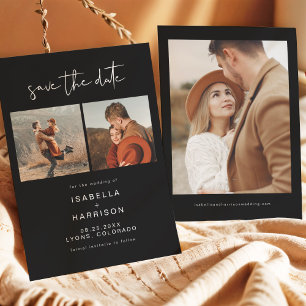 JOVI Edgy Black Modern Photo Save the Date Invitation