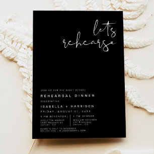 JOVI Edgy Black Modern Rehearsal Dinner Invitation