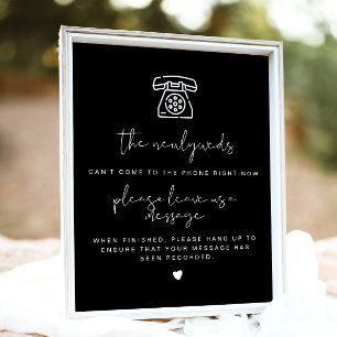 JOVI Edgy Black Modern Telephone Guestbook Sign