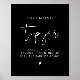 JOVI Edgy Black Modern Tip Jar and Advice Sign