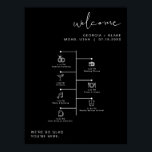 JOVI Edgy Black Modern Wedding Icon Timeline  Poster<br><div class="desc">This wedding icon timeline and welcome sign features an edgy handwritten font and modern minimalist design and an edgy black and white colour combination. Click 'click to customise further' in the personalisation section to open up the full editor. To add new icons, visit https://www.svgrepo.com/ and search the icon you need....</div>
