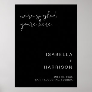 JOVI Edgy Black Modern Wedding Welcome Poster