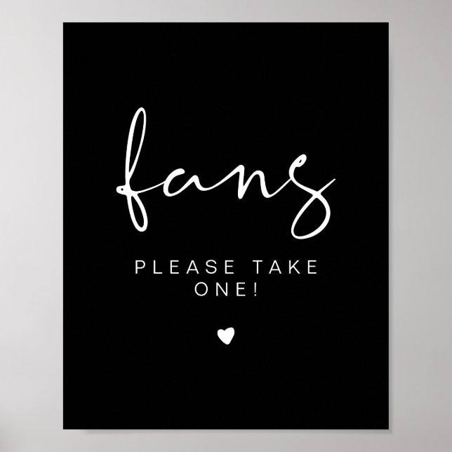 JOVI Edgy Black Please Take a Fan Wedding Sign (Front)