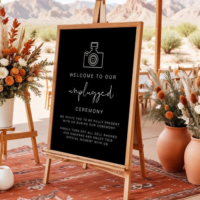JOVI Edgy Black Unplugged Ceremony Wedding Sign (Creator Uploaded)