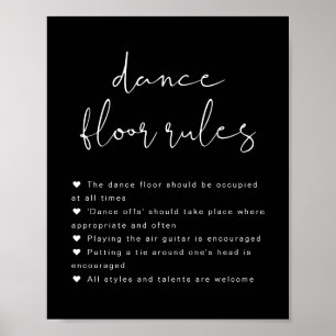 JOVI Edgy Black Wedding Dance Floor Rules Sign