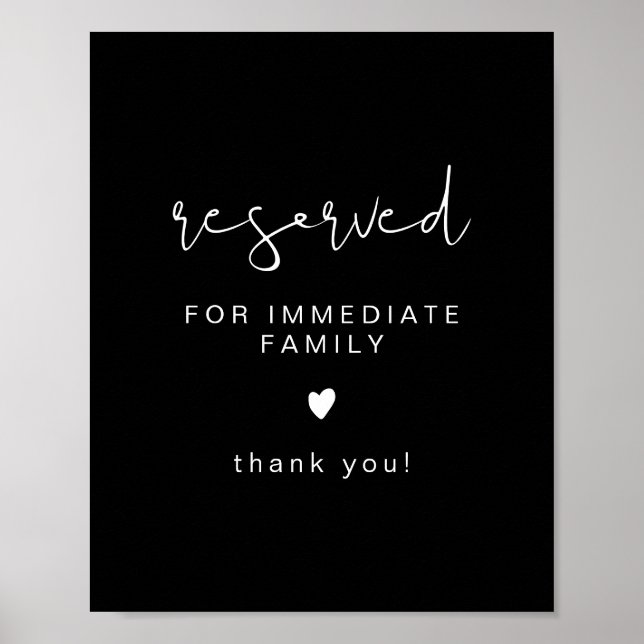 JOVI Edgy Black Wedding Reserved Seating Sign (Front)